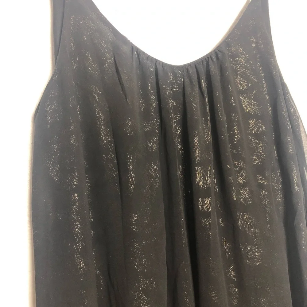 En Creme A-Line Sheer Dress Black Gold Size Small